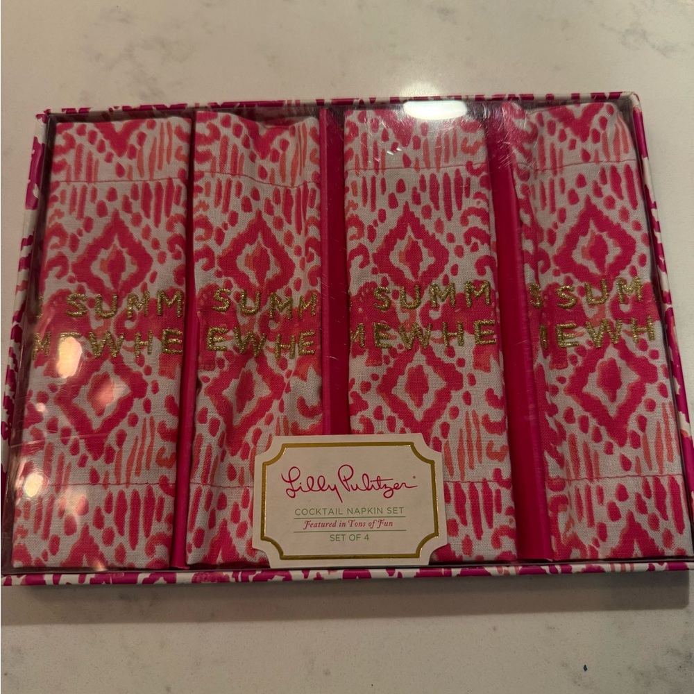 NEW in package Lilly Pulitzer Pink and Gold Cocktail Napkin Set